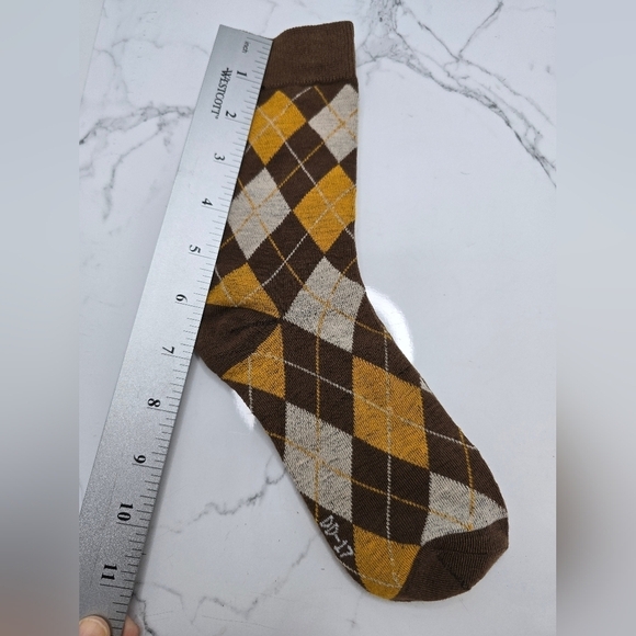 Bohemian | Argyle tan brown maximalist print preppy tube socks - Picture 5 of 7